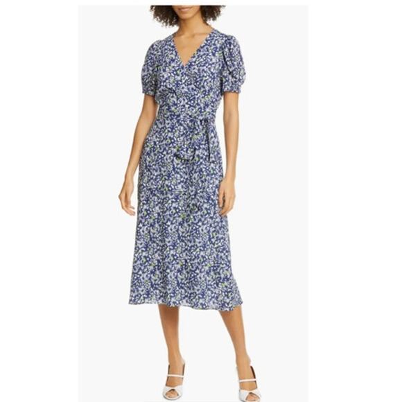 Tanya Taylor Dorothy Confetti Floral Silk Lined Midi Wrap Dress 8 - Picture 2 of 9